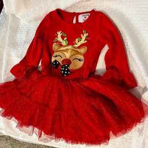 Red Reindeer Tutu Dress for Kids NWOT 2T